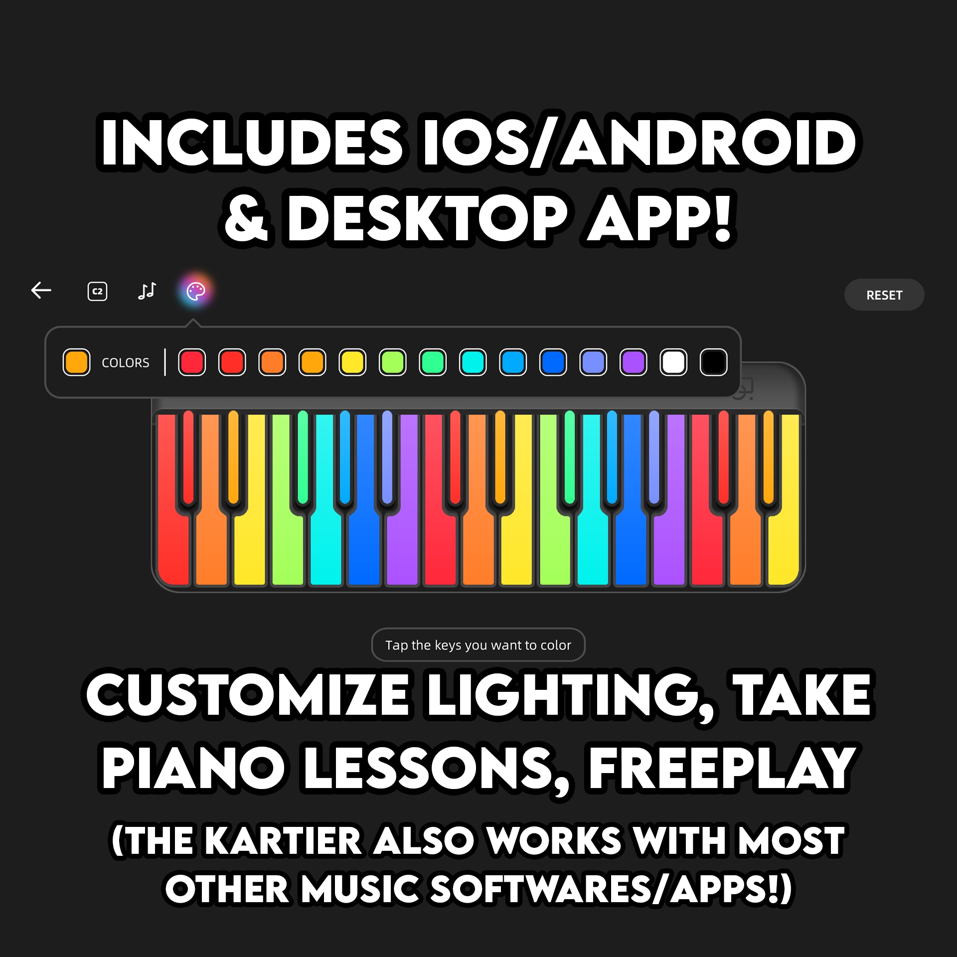 Kartier LED MIDI Keyboard (1,000+ Famous Sounds/Presets Included)