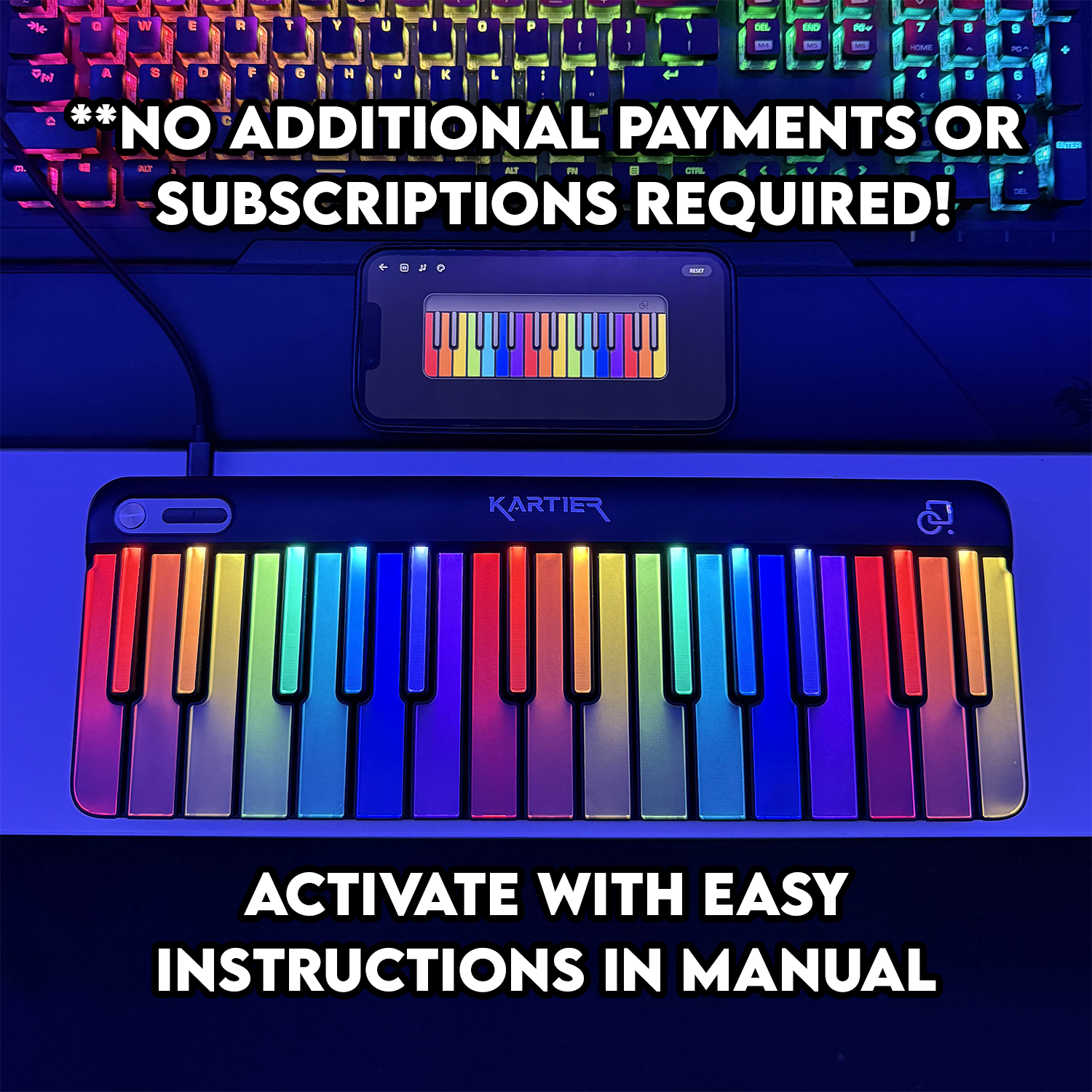 Kartier Piano MIDI Keyboard (1,000+ Famous Sounds/Presets Included)