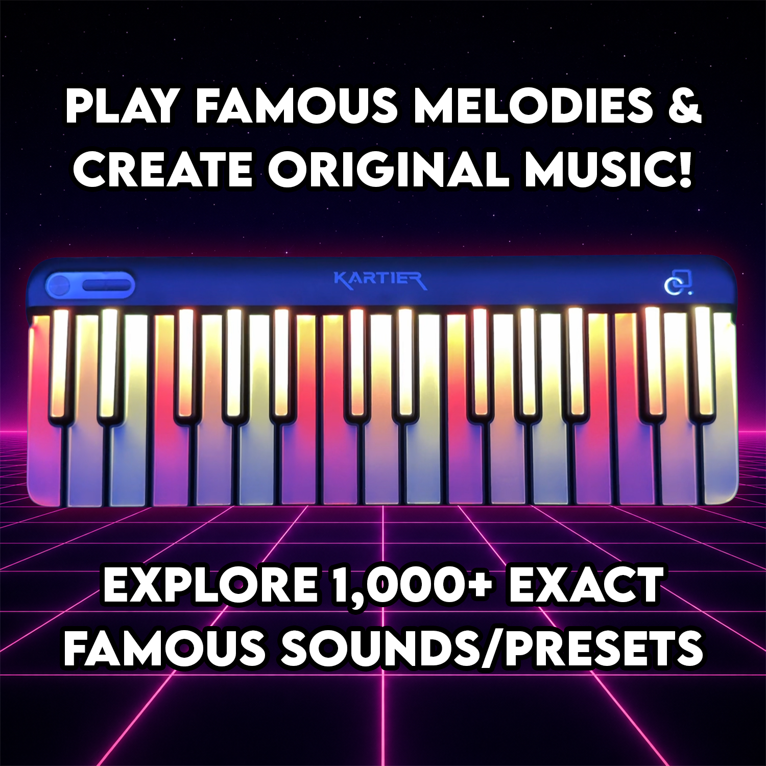 Kartier Piano MIDI Keyboard (1,000+ Famous Sounds/Presets Included)
