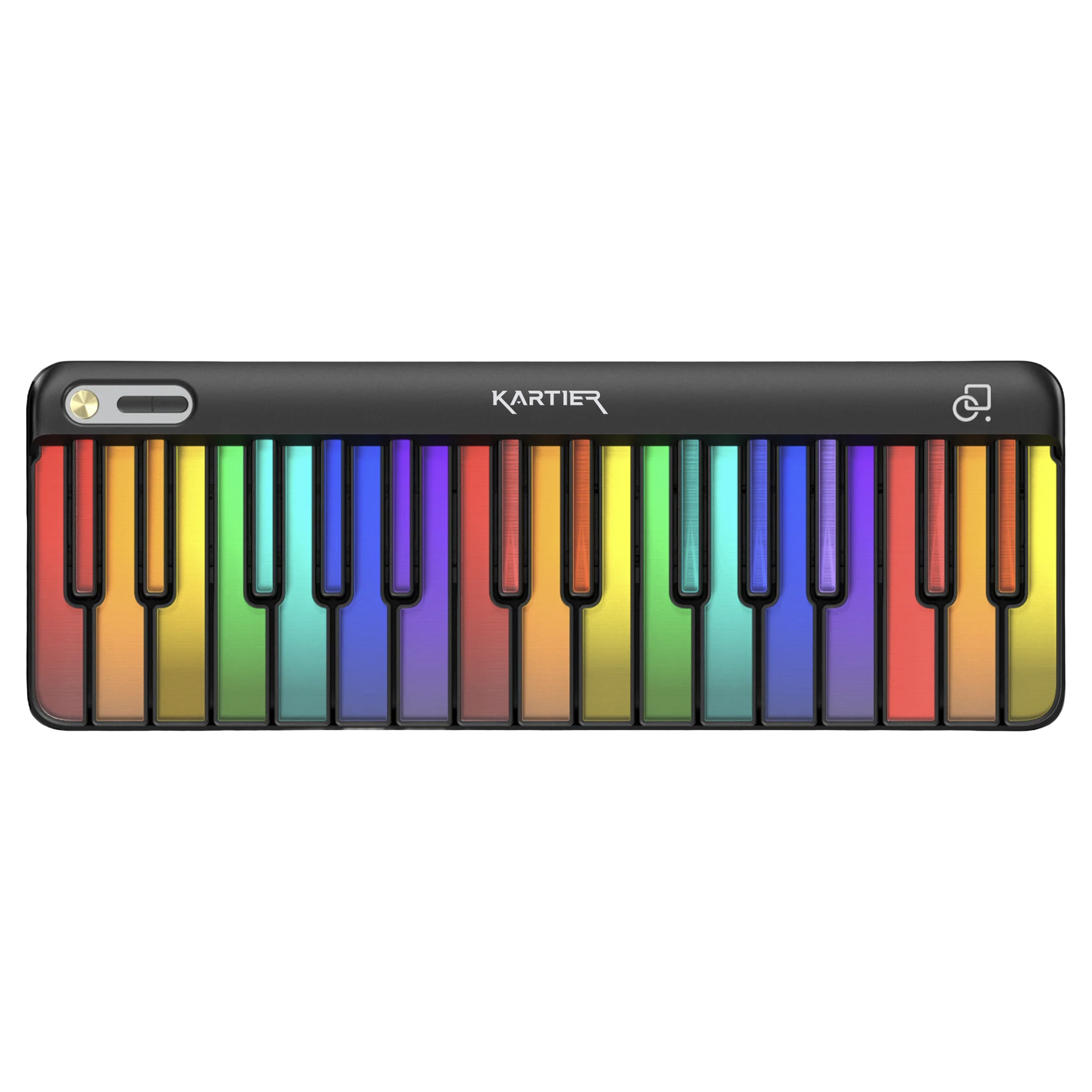 Colorful Kartier keyboard piano with rainbow keys